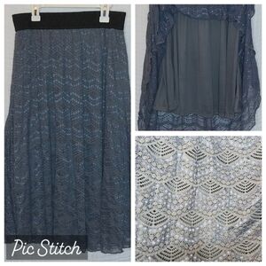 LuLaRoe "Lola" Lace Overlay Skirt Size Small (4-6) Charcoal Gray
